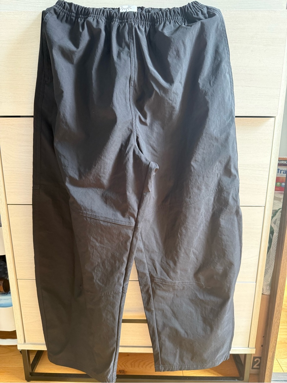 Elastic Waist Black Barrel Pants